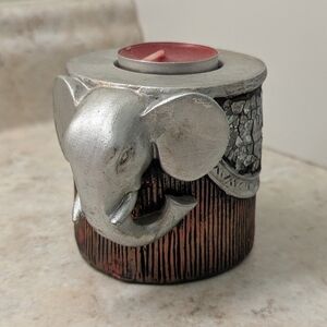 Silver & Wood Elephant 🕯️🐘 Candle 🐘🕯️ Holder